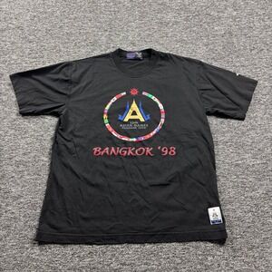 Vintage 1998 13th Asian Games Bangkok Graphic Black Sportswear T-Shirt Size XL